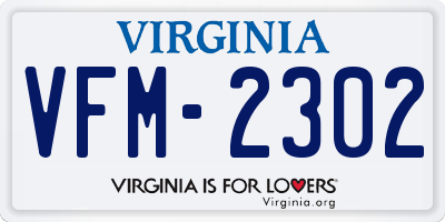 VA license plate VFM2302