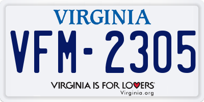 VA license plate VFM2305