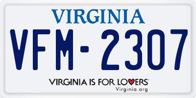 VA license plate VFM2307