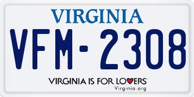 VA license plate VFM2308