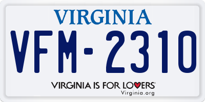 VA license plate VFM2310