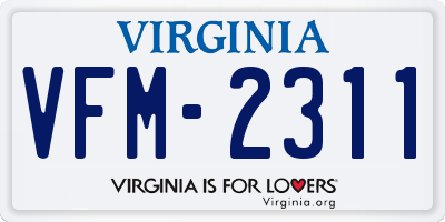 VA license plate VFM2311