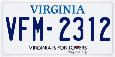 VA license plate VFM2312