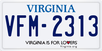 VA license plate VFM2313