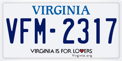 VA license plate VFM2317