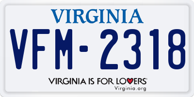 VA license plate VFM2318