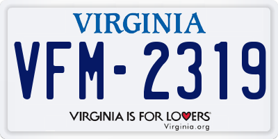 VA license plate VFM2319