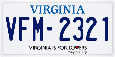 VA license plate VFM2321