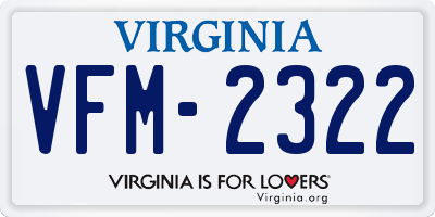VA license plate VFM2322