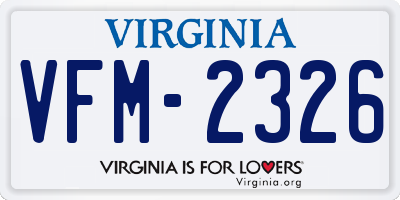VA license plate VFM2326