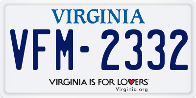 VA license plate VFM2332