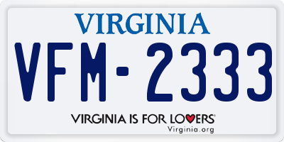 VA license plate VFM2333