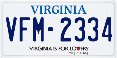 VA license plate VFM2334