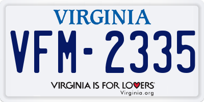 VA license plate VFM2335