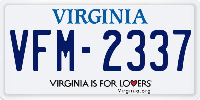 VA license plate VFM2337
