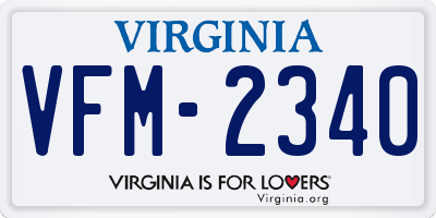 VA license plate VFM2340