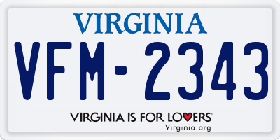 VA license plate VFM2343