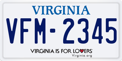 VA license plate VFM2345