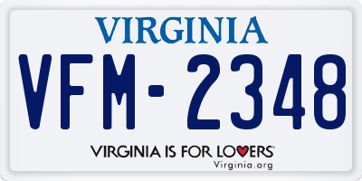 VA license plate VFM2348