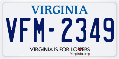 VA license plate VFM2349