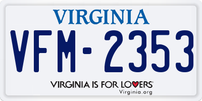 VA license plate VFM2353