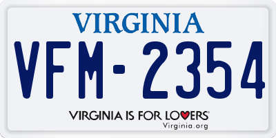 VA license plate VFM2354