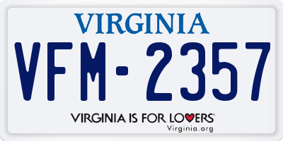 VA license plate VFM2357