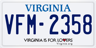 VA license plate VFM2358
