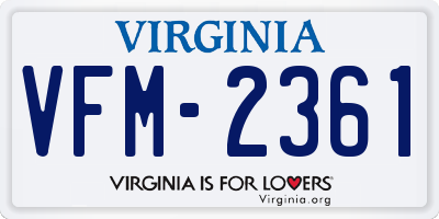 VA license plate VFM2361