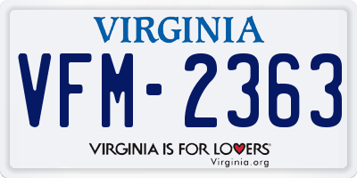 VA license plate VFM2363