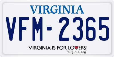 VA license plate VFM2365