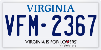 VA license plate VFM2367