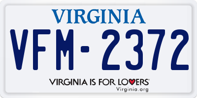 VA license plate VFM2372