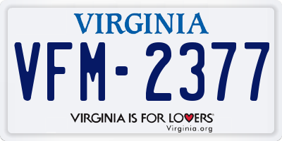 VA license plate VFM2377
