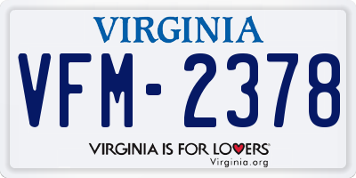 VA license plate VFM2378
