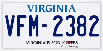 VA license plate VFM2382