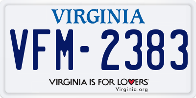 VA license plate VFM2383