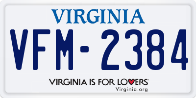 VA license plate VFM2384