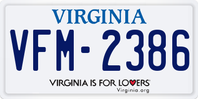 VA license plate VFM2386