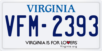 VA license plate VFM2393