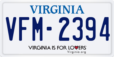 VA license plate VFM2394