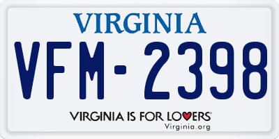 VA license plate VFM2398