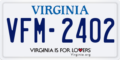 VA license plate VFM2402
