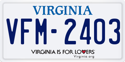 VA license plate VFM2403