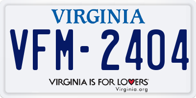 VA license plate VFM2404