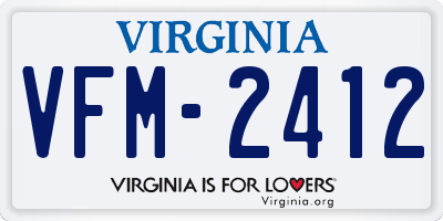 VA license plate VFM2412