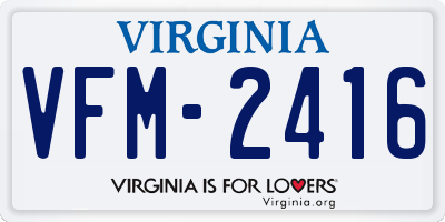 VA license plate VFM2416