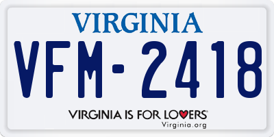 VA license plate VFM2418
