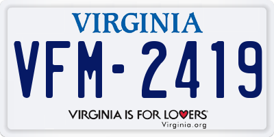 VA license plate VFM2419