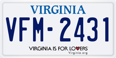 VA license plate VFM2431